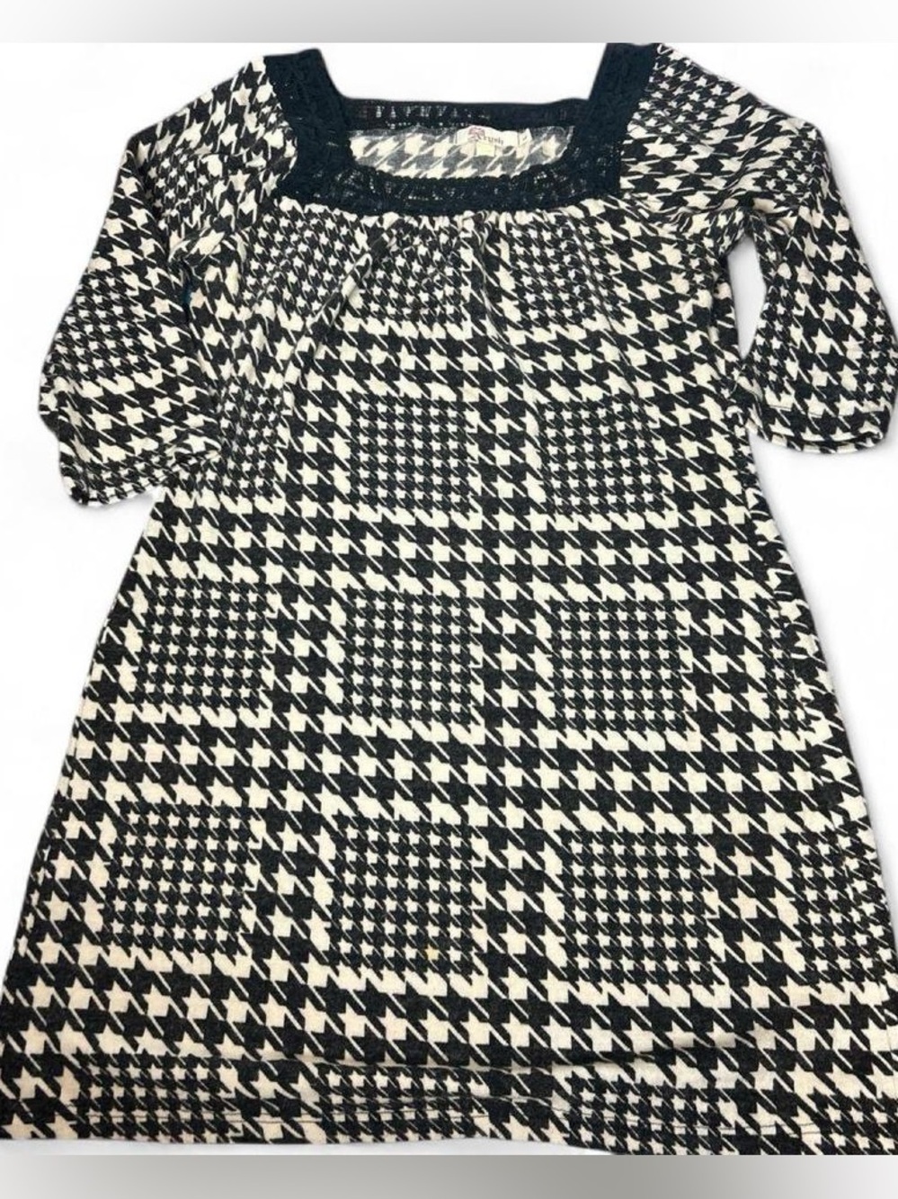Aryeh Black and White Houndstooth Dress Preppy City Cozy